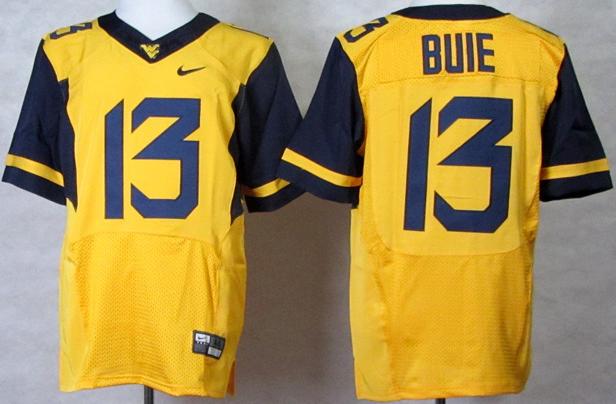 West Virginia Mountaineers 13 Andrew Buie Gold Yellow College Football Elite NCAA Jerseys