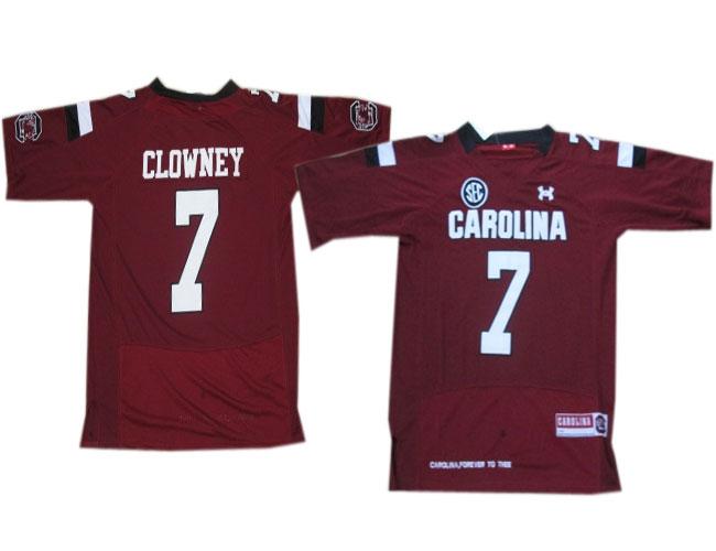 Under Armour South Carolina 7 Javedeon Clowney Red New Style Jersey with SEC Patch