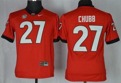 Youth Georgia Bulldogs #27 Nick Chubb Red Stitched NCAA Jersey