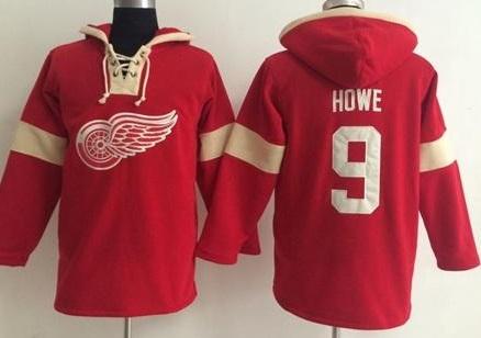Detroit Red Wings 9 Gordie Howe Red Pullover NHL Hoodie