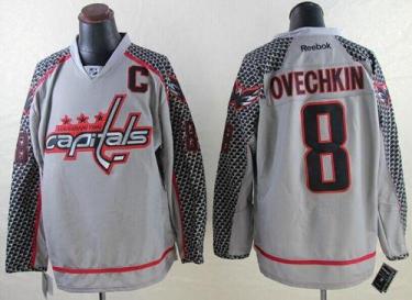 Washington Capitals #8 Alex Ovechkin Charcoal Cross Check Fashion Stitched NHL Jersey