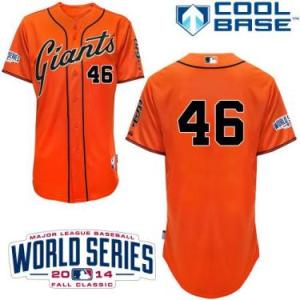San Francisco Giants #46 Santiago Casilla Orange Alternate Cool Base W 2014 World Series Patch Stitched Baseball Jersey