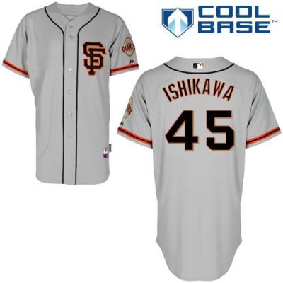 San Francisco Giants #45 Travis Ishikawa Grey Road 2 Cool Base Stitched Baseball Jersey
