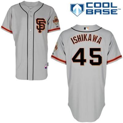 San Francisco Giants #45 Travis Ishikawa Grey Road 2 Cool Base Stitched Baseball Jersey San Francisco Giants #45 Travis Ishikawa Grey Road 2 Cool Base Stitched Baseball Jersey