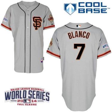 San Francisco Giants #7 Gregor Blanco Grey Road 2 Cool Base Stitched Baseball Jersey W 2014 World Series Patch