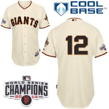 San Francisco Giants #12 Joe Panik Cream Home Cool Base Stitched Baseball Jersey W 2014 World Series Champions Patch