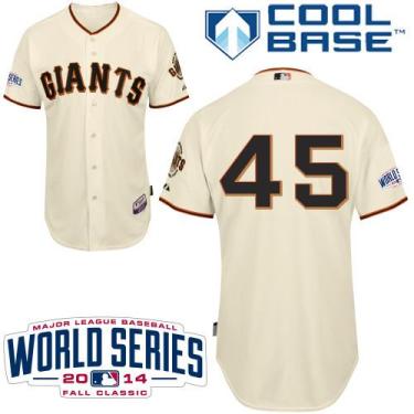 San Francisco Giants #45 Travis Ishikawa Cream Home Cool Base Stitched Baseball Jersey W 2014 World Series Patch