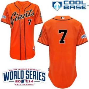 San Francisco Giants #7 Gregor Blanco Orange Alternate Cool Base Stitched Baseball Jersey W 2014 World Series Patch