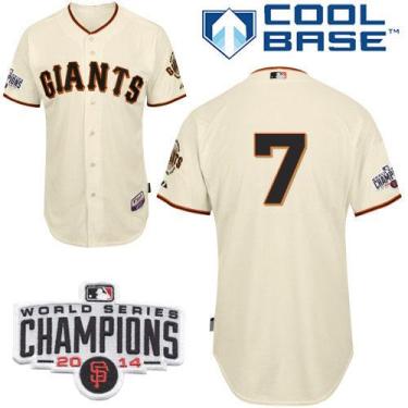San Francisco Giants #7 Gregor Blanco Cream Home Cool Base Stitched Baseball Jersey W 2014 World Series Champions Patch