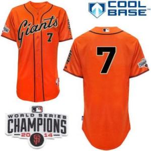 San Francisco Giants #7 Gregor Blanco Orange Alternate Cool Base Stitched Baseball Jersey W 2014 World Series Champions Patch