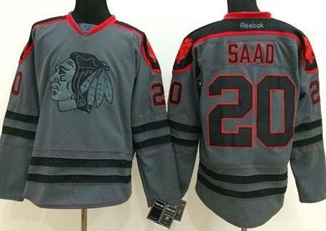 Chicago Blackhawks #20 Brandon Saad Charcoal Cross Check Fashion Stitched NHL Jersey