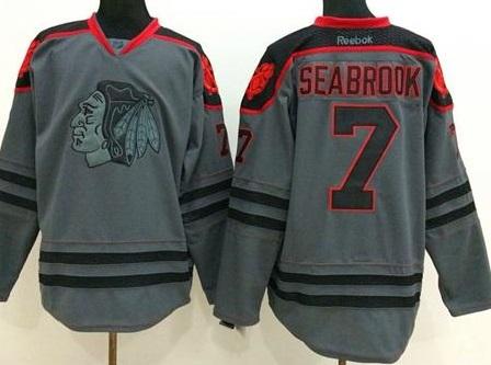 Chicago Blackhawks #7 Brent Seabrook Charcoal Cross Check Fashion Stitched NHL Jersey