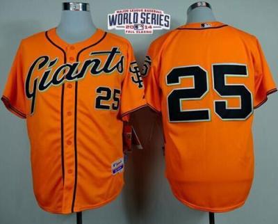 San Francisco Giants 25 Barry Bonds Orange Alternate Cool Base W 2014 World Series Patch Stitched Baseball Jersey