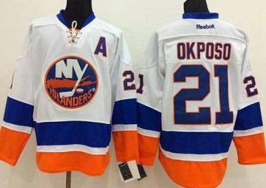 New York Islanders #21 Kyle Okposo White Stitched NHL Jersey