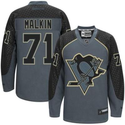 Pittsburgh Penguins 71 Evgeni Malkin Charcoal Cross Check Fashion Stitched NHL Jersey