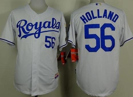 Kansas City Royals #56 Greg Holland White Cool Base Stitched Baseball Jersey