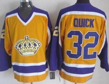 Los Angeles Kings #32 Jonathan Quick Yellow Stitched NHL Jersey