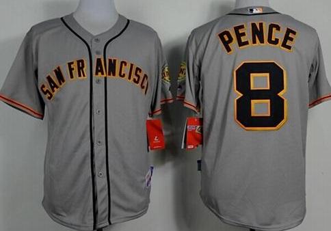 San Francisco Giants #8 Hunter Pence Grey Road Cool Base Stitched Baseball Jersey
