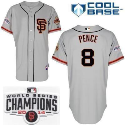 San Francisco Giants #8 Hunter Pence Grey 2014 World Series Champions Patch Stitched MLB Baseball Jersey San Francisco Giants #8 Hunter Pence Grey 2014 World Series Champions Patch Stitched MLB Baseball Jersey