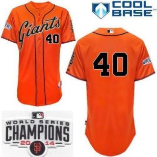 San Francisco Giants #40 Madison Bumgarner Orange 2014 World Series Champions Patch Stitched MLB Baseball Jersey
