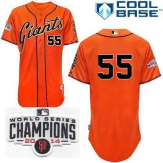 San Francisco Giants #55 Tim Lincecum Orange 2014 World Series Champions Patch Stitched MLB Baseball Jersey