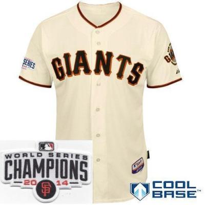 San Francisco Giants Blank Cream 2014 World Series Champions Patch Stitched MLB Baseball Jersey