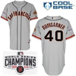 San Francisco Giants #40 Madison Bumgarner Grey 2014 World Series Champions Patch Stitched MLB Baseball Jersey