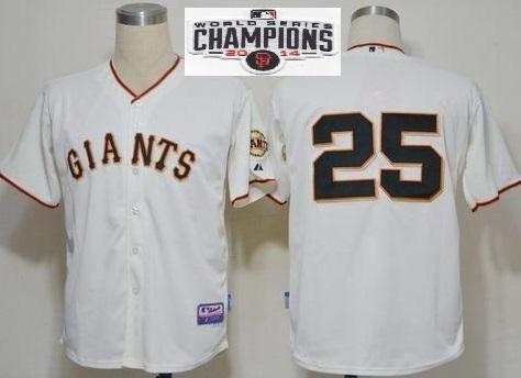 San Francisco Giants #25 Barry Bonds Cream 2014 World Series Champions Patch Stitched MLB Baseball Jersey