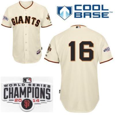 San Francisco Giants #16 Angel Pagan Cream 2014 World Series Champions Patch Stitched MLB Baseball Jersey