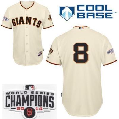 San Francisco Giants #8 Hunter Pence Cream 2014 World Series Champions Patch Stitched MLB Baseball Jersey