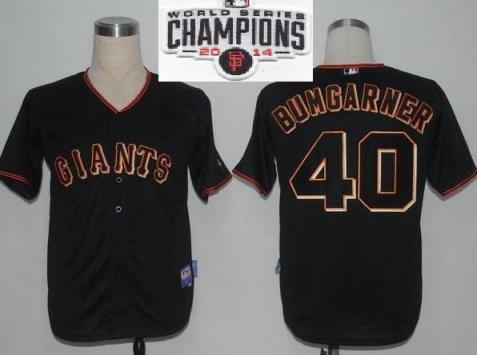 San Francisco Giants #40 Madison Bumgarner Black 2014 World Series Champions Patch Stitched MLB Baseball Jersey