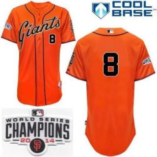 San Francisco Giants #8 Hunter Pence Orange 2014 World Series Champions Patch Stitched MLB Baseball Jersey