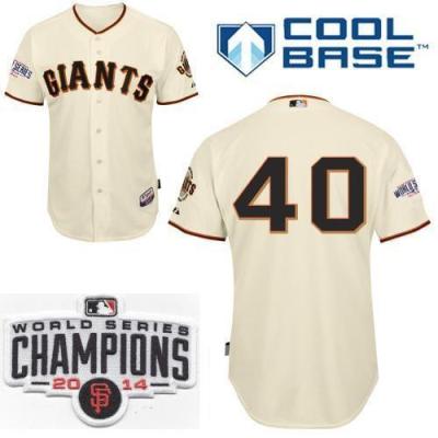 San Francisco Giants #40 Madison Bumgarner Cream 2014 World Series Champions Patch Stitched MLB Baseball Jersey