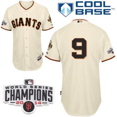 San Francisco Giants #9 Brandon Belt Cream Stitched Cool Base Baseball Jersey W 2014 World Series Champions Patch