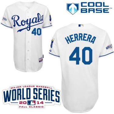 Kansas City Royals #40 Kelvin Herrera White Cool Base Stitched Baseball Jersey W 2014 World Series Patch