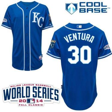 Kansas City Royals #30 Yordano Ventura Blue Cool Base Stitched Baseball Jersey W 2014 World Series Patch