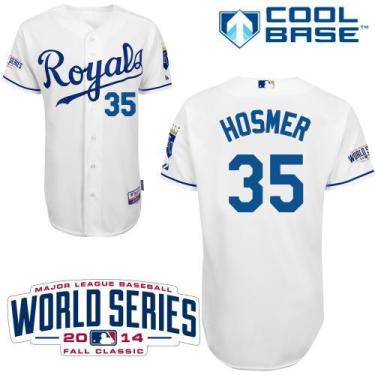 Kansas City Royals #35 Eric Hosmer White Cool Base Stitched Baseball Jersey W 2014 World Series Patch