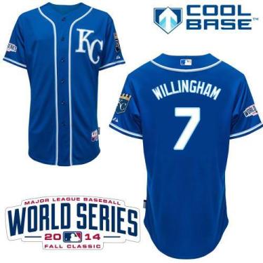 Kansas City Royals #7 Josh Willingham Blue Stitched Cool Base Baseball Jersey W 2014 World Series Patch