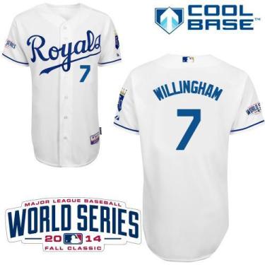 Kansas City Royals #7 Josh Willingham White Stitched Cool Base Baseball Jersey W 2014 World Series Patch