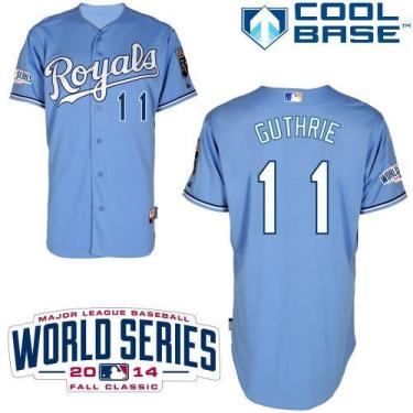 Kansas City Royals #11 Jeremy Guthrie Light Blue Cool Base Stitched MLB Jersey W 2014 World Series Patch
