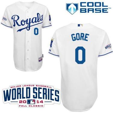 Kansas City Royals #0 Terrance Gore White Cool Base Baseball Jersey W 2014 World Series Patch