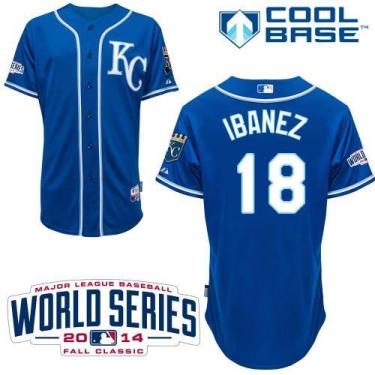 Kansas City Royals #18 Raul Ibanez Blue Cool Base Stitched Baseball Jersey W 2014 World Series Patch