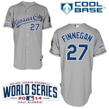 Kansas City Royals #27 Brandon Finnegan Grey Cool Base Stitched Baseball Jersey W 2014 World Series Patch