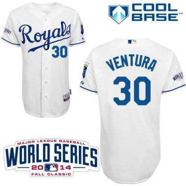 Kansas City Royals #30 Yordano Ventura White Cool Base Stitched Baseball Jersey W 2014 World Series Patch