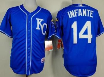 Kansas City Royals #14 Omar Infante Blue Cool Base Stitched Baseball Jersey