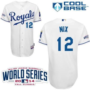 Kansas City Royals #12 Jayson Nix White Cool Base Stitched Baseball Jersey W 2014 World Series Patch