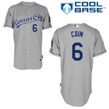 Kansas City Royals #6 Lorenzo Cain Grey Cool Base Stitched Baseball Jersey
