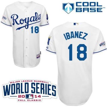 Kansas City Royals #18 Raul Ibanez White Cool Base Stitched Baseball Jersey W 2014 World Series Patch