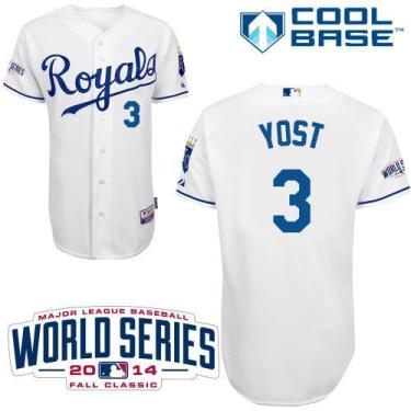 Kansas City Royals #3 Ned Yost White Cool Base Baseball Jersey W 2014 World Series Patch Kansas City Royals #3 Ned Yost White Cool Base Baseball Jersey W 2014 World Series Patch