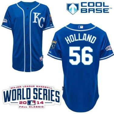 Kansas City Royals #56 Greg Holland Blue Cool Base Stitched Baseball Jersey W 2014 World Series Patch